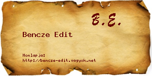 Bencze Edit névjegykártya
